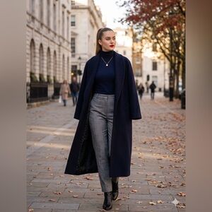 Donny Brook‎ Women's Sz 12 Double-Breasted  Navy Blue Wool Coat Over Jacket